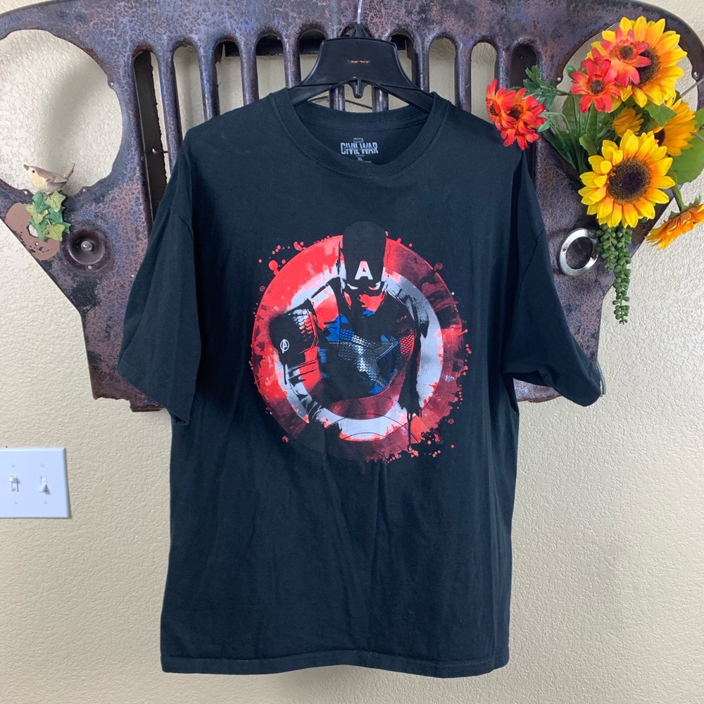 Men’s XL Black Capitan America Marvel Tee